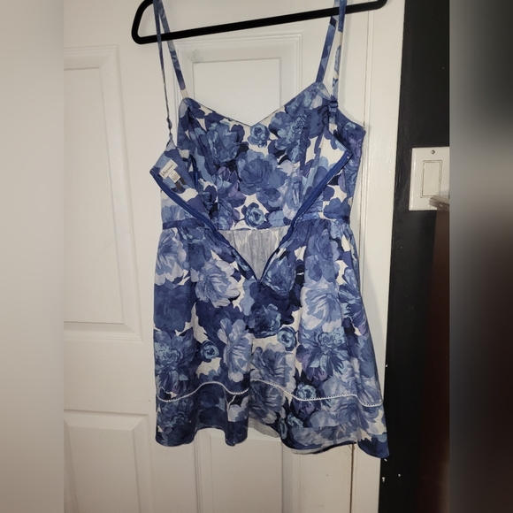 Blue Floral mini Sundress Dynamite spaghetti strap - Picture 2 of 4